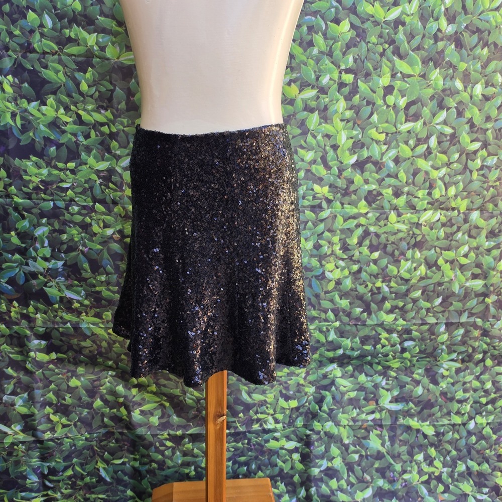 NWT Guess Abriella Black Sequin Tulip Mini Skirt Women's XL Party Holiday
